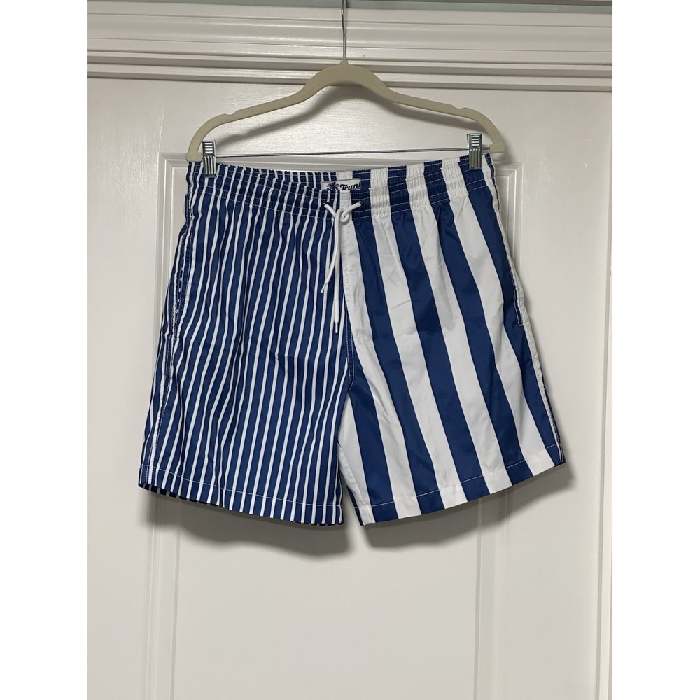 Trunks Surf & Swim Co., Men's Sano Striped Blocked Swim Short, Blue, Size Large‎